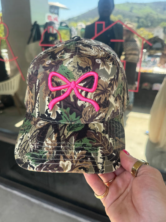 Camo Bow Embroidered Trucker Hat